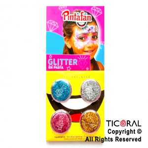 MAQUILLAJE GLITTER EN PASTA SET X 4 COLORES ORO-PLATA-FUCSIA-TURQUESA 016-01 x 1